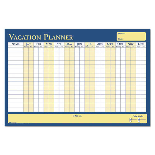 100% Recycled All-purpose/vacation Planner, 36 X 24, White/blue/yellow Surface