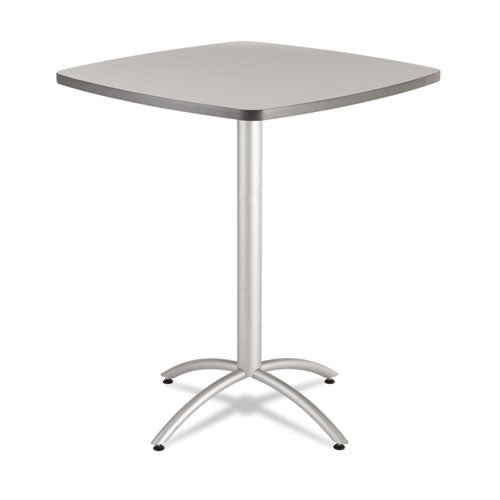 Cafeworks Table, Bistro-height, Round Top, 36" Diameter X 42h, Walnut/silver