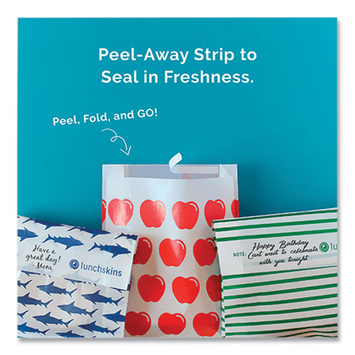 Peel And Seal Sandwich Bag With Closure Strip, 6.3 X 2 X 7.9, White With Blue Shark, 50/box