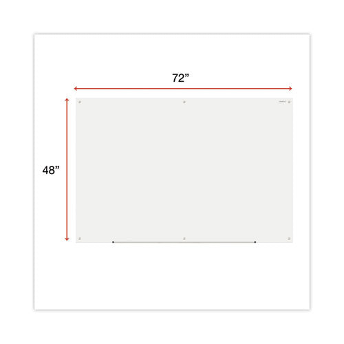 Frameless Glass Marker Board, 72 X 48, White Surface