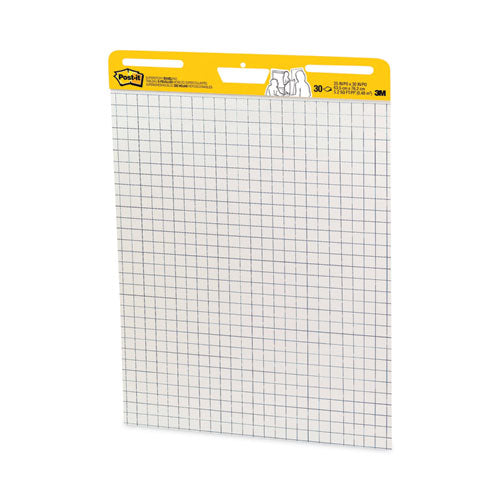 Vertical-orientation Self-stick Easel Pads, Quadrille Rule (1 Sq/in), 25 X 30, White, 30 Sheets, 2/carton