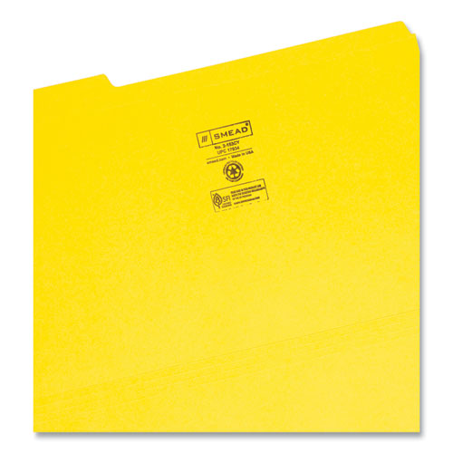 Reinforced Top Tab Colored File Folders, 1/3-cut Tabs: Assorted, Legal Size, 0.75" Expansion, Yellow, 100/box