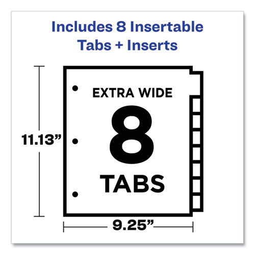 Insertable Big Tab Dividers, 8-tab, 11.13 X 9.25, White, Clear Tabs, 1 Set