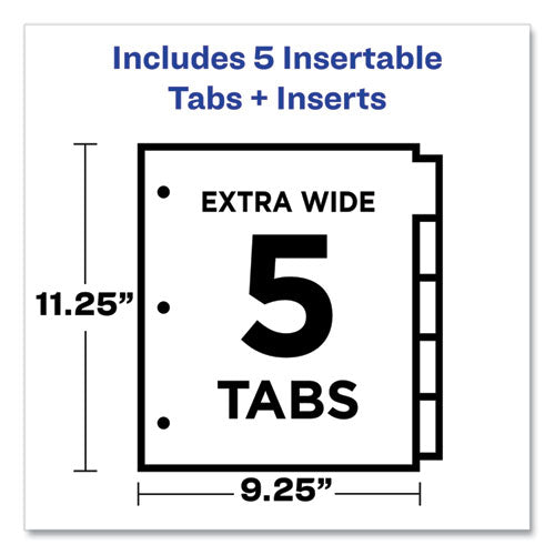 Insertable Big Tab Plastic Three-pocket Corner Lock Dividers, 5-tab, 11.13 X 9.25, Assorted, 1 Set