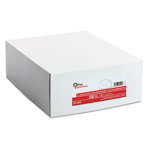 White Envelope, #10, Commercial Flap, Gummed Closure, 4.13 X 9.5, White, 500/box