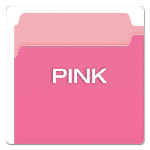 Colored File Folders, 1/3-cut Tabs: Assorted, Legal Size, Pink/light Pink, 100/box