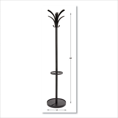 Brio Coat Stand, 13.75w X 13.75d X 66.25h, Black