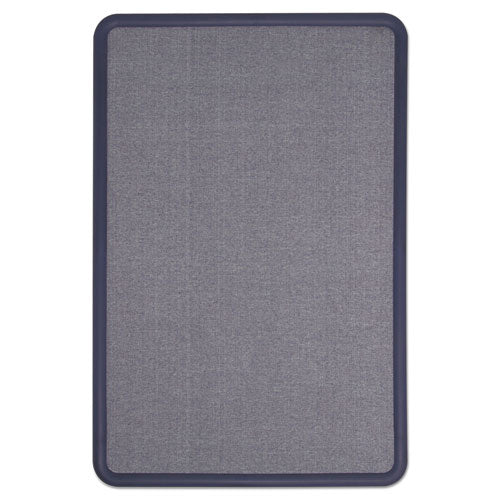 Contour Fabric Bulletin Board, 48 X 36, Light Blue Surface, Navy Blue Plastic Frame