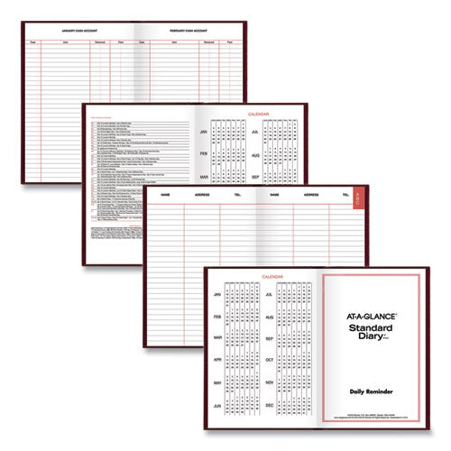 Standard Diary Daily Reminder Book, 2024 Edition, Medium/college Rule, Red Cover, (201) 7.5 X 5.13 Sheets