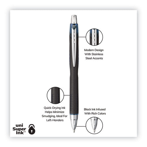 Jetstream Retractable Hybrid Gel Pen, 1 Mm, Blue-infused Black Ink, Black/blue/silver Barrel