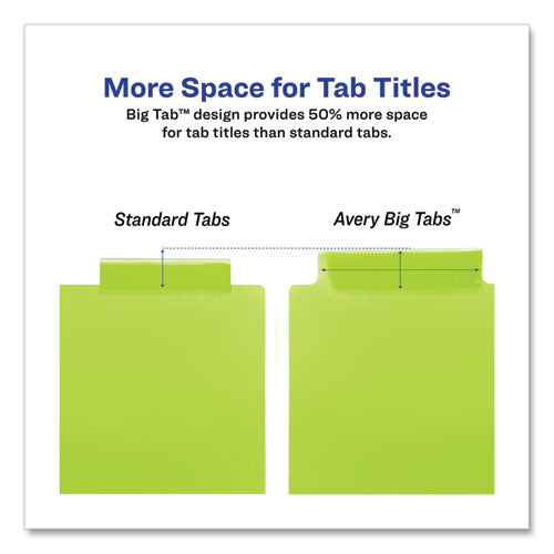 Insertable Big Tab Plastic 2-pocket Dividers, 5-tab, 11.13 X 9.25, Assorted, 1 Set