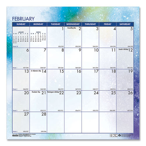 Recycled Cosmos Tent Calendar, Cosmos Artwork, 6 X 6, White/blue/multicolor Sheets, 12-month (jan To Dec): 2024