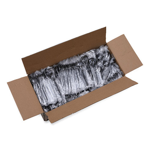 Heavyweight Wrapped Polystyrene Cutlery, Fork, Black, 1,000/carton