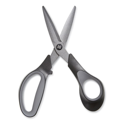 Non-stick Titanium-coated Scissors, 7" Long, 2.88" Cut Length, Gun-metal Gray Blades, Black/gray Straight Handle