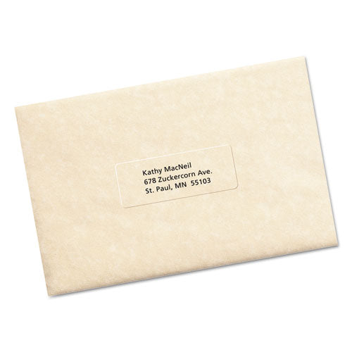 Matte Clear Easy Peel Mailing Labels W/ Sure Feed Technology, Inkjet Printers, 1 X 2.63, Clear, 30/sheet, 25 Sheets/pack