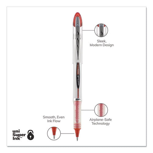 Vision Elite Hybrid Gel Pen, Stick, Bold 0.8 Mm, Red Ink, White/red/clear Barrel