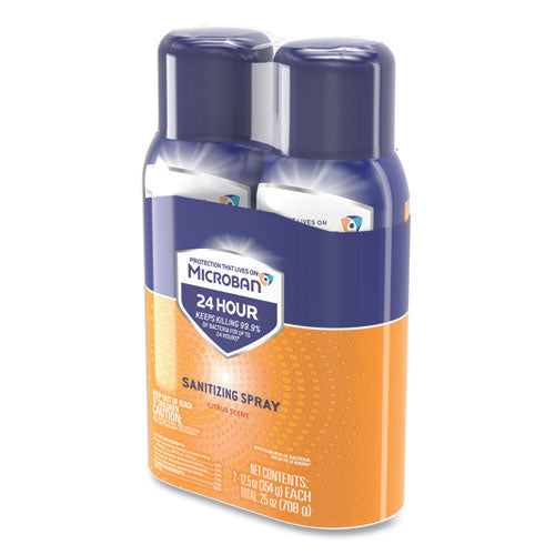 24-hour Disinfecting Sanitizing Spray, Citrus Scent, 12.5 Oz Aerosol Spray, 2/pack