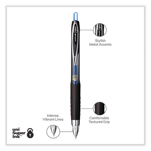 207 Signo Gel Ultra Micro Gel Pen, Retractable, Extra-fine 0.38 Mm, Blue Ink, Clear/black Barrel