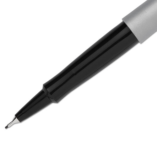 Flair Felt Tip Porous Point Pen, Stick, Extra-fine 0.4 Mm, Black Ink, Gray/black Barrel, Dozen