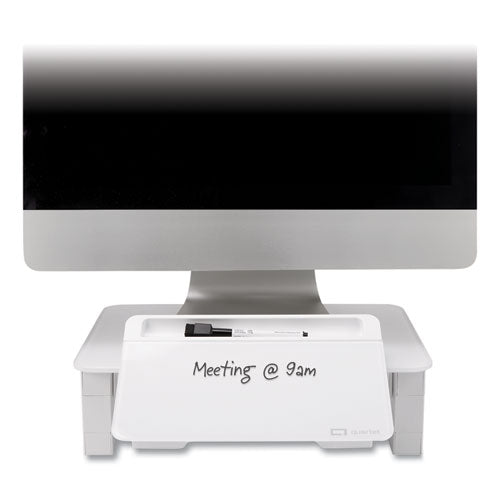 Adjustable Height Desktop Glass Monitor Riser With Dry-erase Board, 14 X 10.25 X 2.5 To 5.25, White, Supports 100 Lb