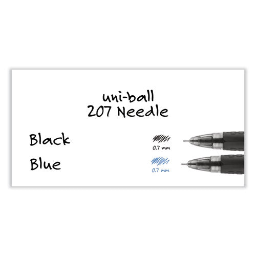 Signo 207 Needle Point Gel Pen, Retractable, Medium 0.7 Mm, Black Ink, Clear/black Barrel, Dozen