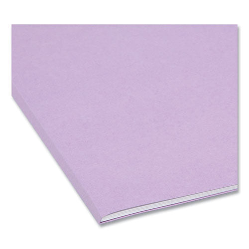 Reinforced Top Tab Colored File Folders, Straight Tabs, Legal Size, 0.75" Expansion, Lavender, 100/box