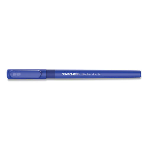 Write Bros. Grip Ballpoint Pen, Stick, Medium 1 Mm, Blue Ink, Blue Barrel, Dozen