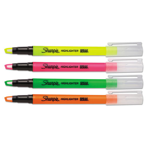 Clearview Pen-style Highlighter, Assorted Ink Colors, Chisel Tip, Assorted Barrel Colors, 4/pack
