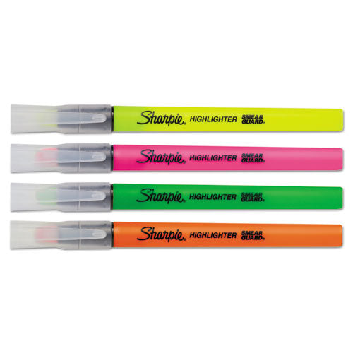 Clearview Pen-style Highlighter, Assorted Ink Colors, Chisel Tip, Assorted Barrel Colors, 4/pack