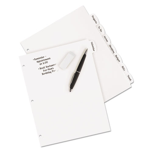 Write And Erase Big Tab Durable Plastic Dividers, 3-hole Punched, 8-tab, 11 X 8.5, White, 1 Set