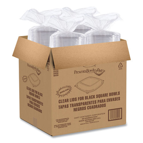 Presentabowls Pro Clear Square Lids For 24-32 Oz Bowls, 8.5 X 8.5 X 0.5, Clear, Plastic, 63/bag, 4 Bags/carton