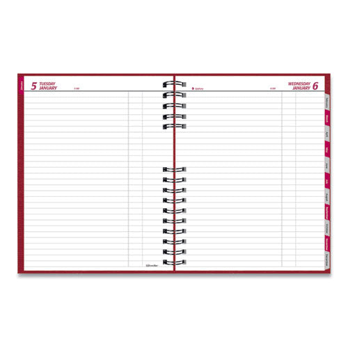 Coilpro Daily Planner, 10 X 7.88, Red Cover, 12-month (jan To Dec): 2024