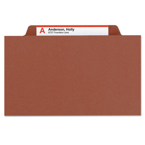 Recycled Pressboard Classification Folders, 3" Expansion, 3 Dividers, 8 Fasteners, Letter Size, Red Exterior, 10/box