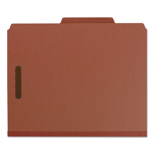 Recycled Pressboard Classification Folders, 3" Expansion, 3 Dividers, 8 Fasteners, Letter Size, Red Exterior, 10/box