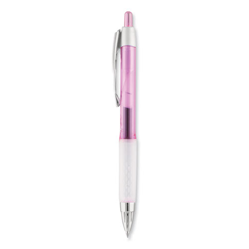 Signo 207 Gel Pen, Retractable, Medium 0.7 Mm, Black Ink, Translucent Pink/translucent White Barrel, 2/pack