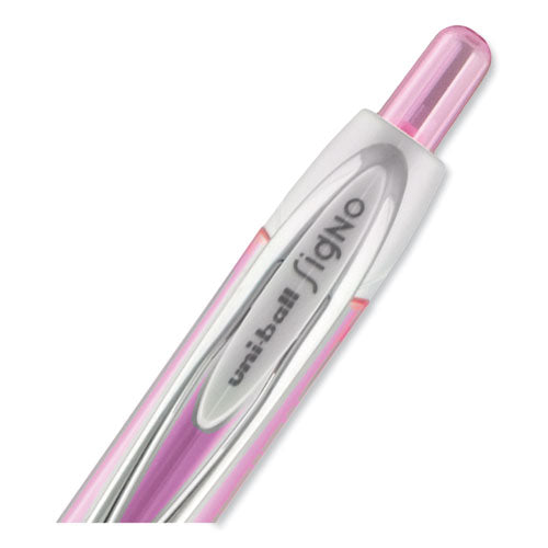 Signo 207 Gel Pen, Retractable, Medium 0.7 Mm, Black Ink, Translucent Pink/translucent White Barrel, 2/pack