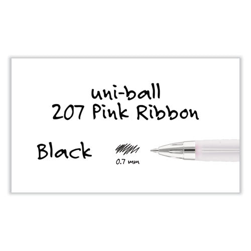 Signo 207 Gel Pen, Retractable, Medium 0.7 Mm, Black Ink, Translucent Pink/translucent White Barrel, 2/pack