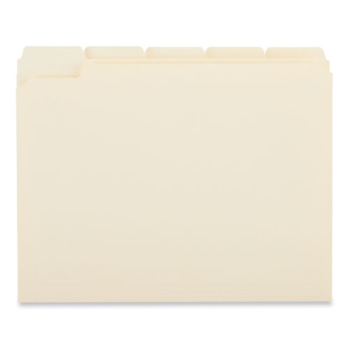 Double-ply Top Tab Manila File Folders, 1/5-cut Tabs: Assorted, Letter Size, 0.75" Expansion, Manila, 100/box