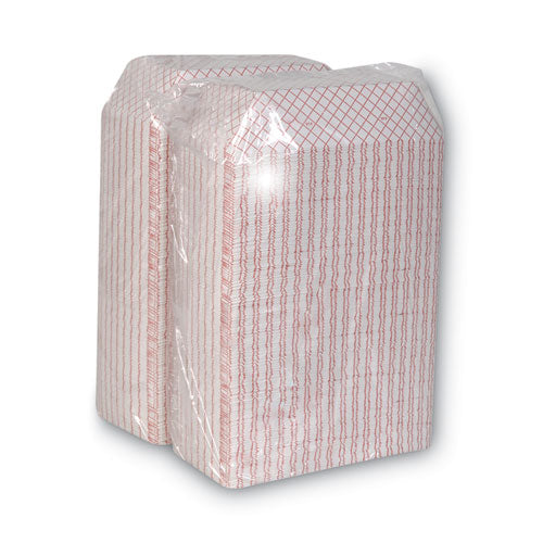 Kant Leek Clay-coated Paper Food Tray, 5 Lb Capacity, 9.3 X 6.1 X 2.1, Red Plaid, 500/carton