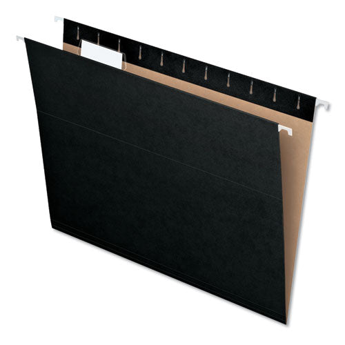 Colored Hanging Folders, Letter Size, 1/5-cut Tabs, Black, 25/box