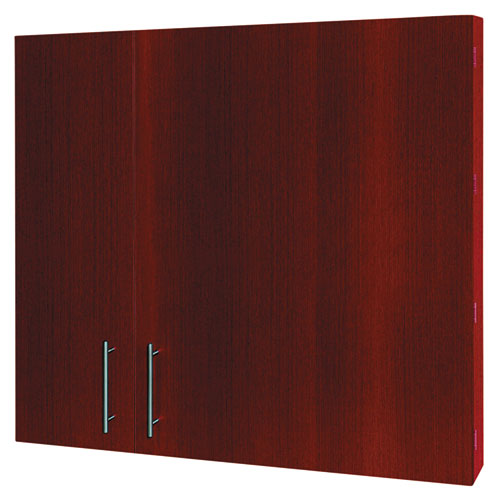 Conference Cabinet, Porcelain Magnetic Dry Erase Board, 48 X 48, White Surface, Cherry Wood Frame