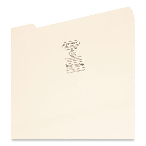 Top Tab File Folders With Antimicrobial Product Protection, 1/3-cut Tabs: Assorted, Legal, 0.75" Expansion, Manila, 100/box