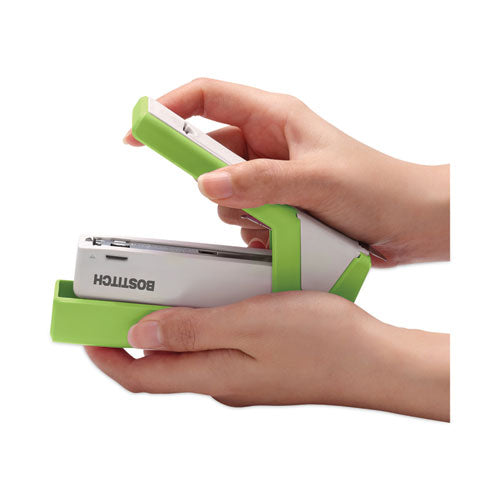 Injoy Spring-powered Compact Stapler, 20-sheet Capacity, Green