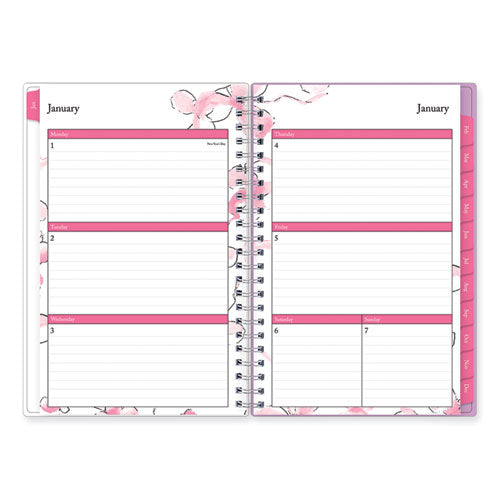 Breast Cancer Awareness Create-your-own Cover Weekly/monthly Planner, Orchid Artwork, Pink/white, 12-month (jan To Dec): 2024