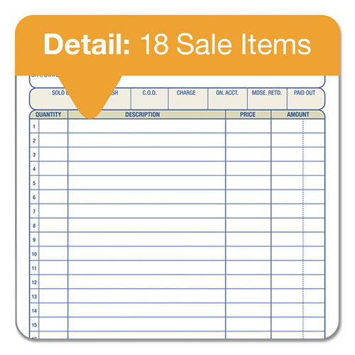 2-part Sales Book, 18 Lines, Two-part Carbon, 7.94 X 5.56, 50 Forms Total