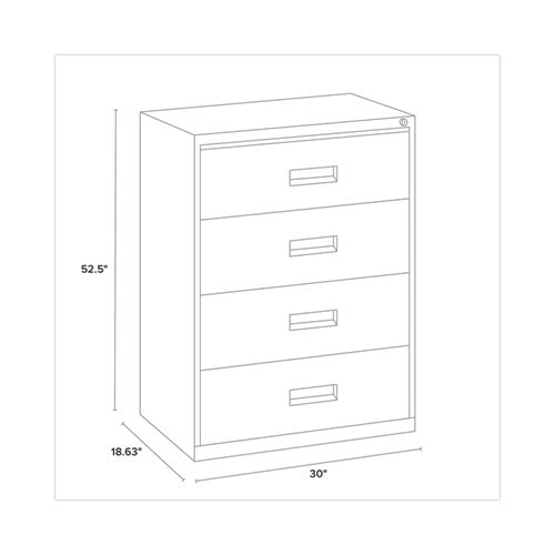 Lateral File Cabinet, 4 Letter/legal/a4-size File Drawers, Black, 30 X 18.62 X 52.5