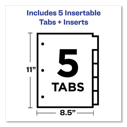 Insertable Big Tab Dividers, 5-tab, Double-sided Gold Edge Reinforcing, 11 X 8.5, White, Clear Tabs, 1 Set