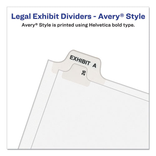 Preprinted Legal Exhibit Side Tab Index Dividers, Avery Style, 10-tab, 7, 11 X 8.5, White, 25/pack