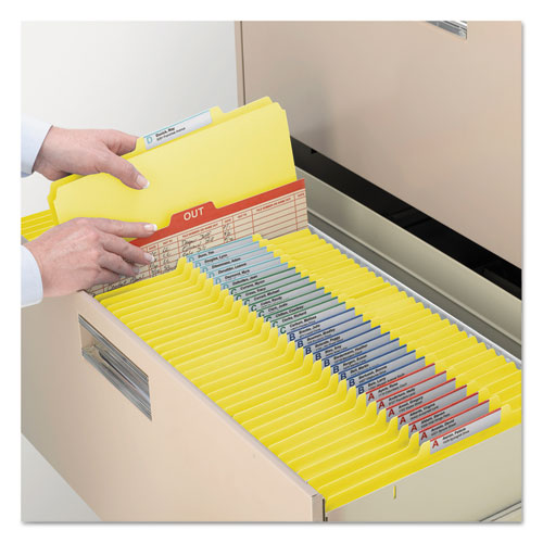 Top Tab Classification Folders, Four Safeshield Fasteners, 2" Expansion, 1 Divider, Letter Size, Yellow Exterior, 10/box