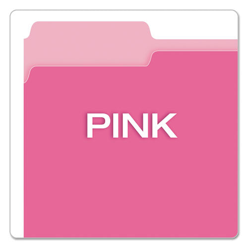 Colored File Folders, 1/3-cut Tabs: Assorted, Letter Size, Pink/light Pink, 100/box